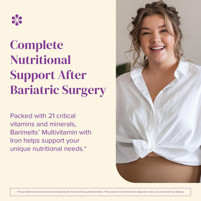 BariMelts Bariatric Multivitamin with Iron, 60 Fast-Dissolving Tablets (1-Month Supply), Sugar-Free Bariatric Vitamins for Women, Natural Fruit Flavor - dailyvitalstore