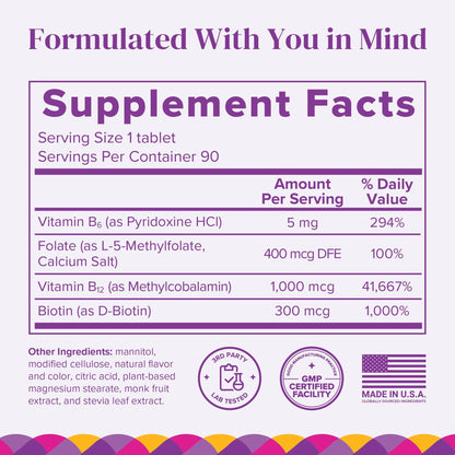 BariMelts Vitamin B12 Plus, 90 Fast-Dissolving Tablets (3-Month Supply), Sugar-Free Bariatric Vitamins for Women, Includes B12, B6 - dailyvitalstore