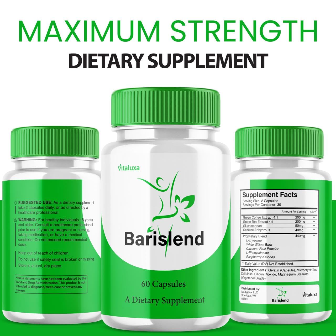 Barislend Capsules, Barisland Pills Pink Salt Blend for Women, Barislends Maximum Strength Supplement Official Advanced Formula Natural Energy Fitness Support, Bari Slend Review (60 Capsules) - dailyvitalstore