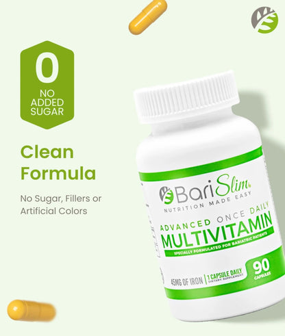 BariSlim Advanced Once Daily Bariatric Multivitamin Capsule - 45 mg of Iron - Bariatric Vitamin for Post Bariatric Surgery Including - dailyvitalstore
