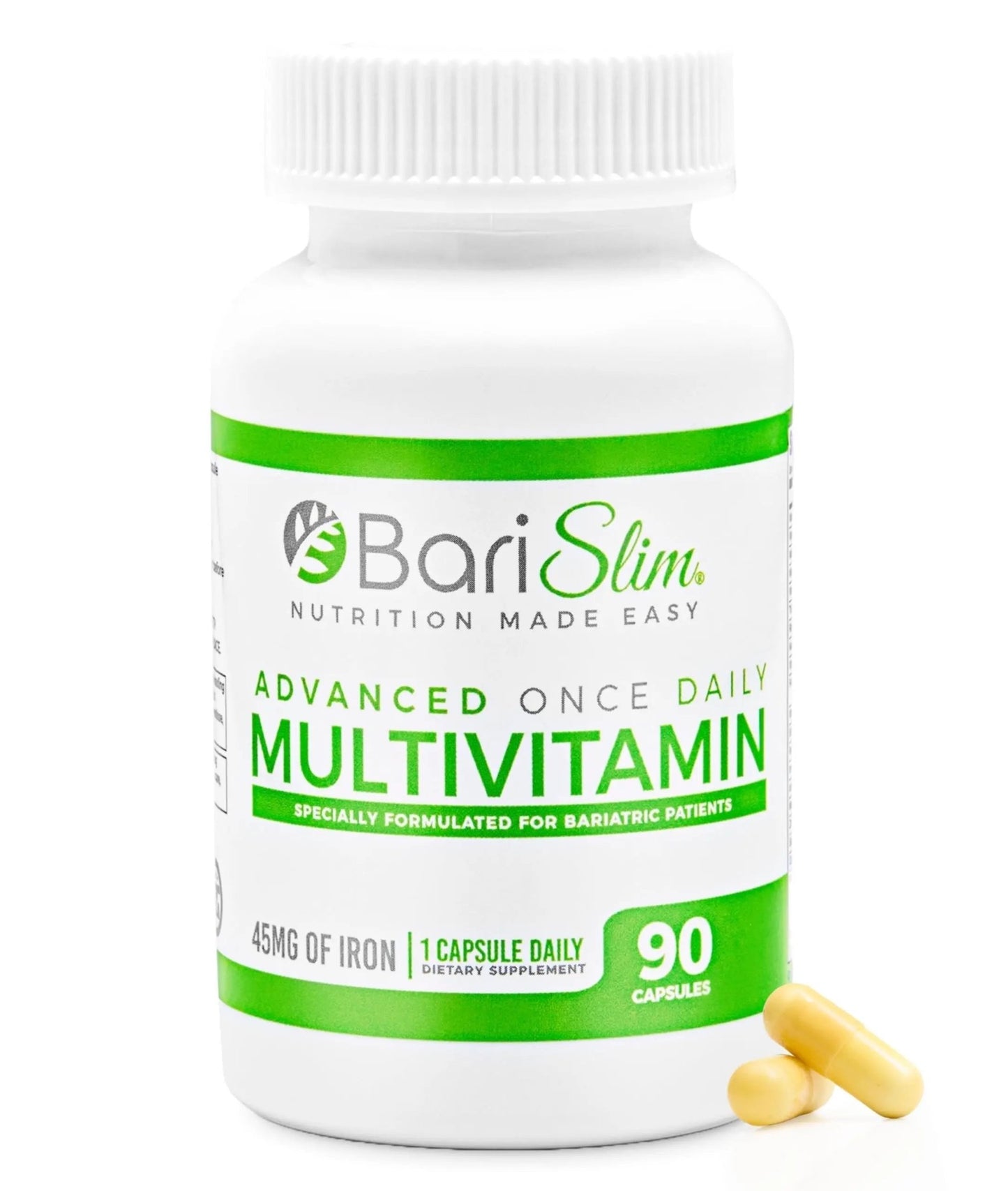 BariSlim Advanced Once Daily Bariatric Multivitamin Capsule - 45 mg of Iron - Bariatric Vitamin for Post Bariatric Surgery Including - dailyvitalstore