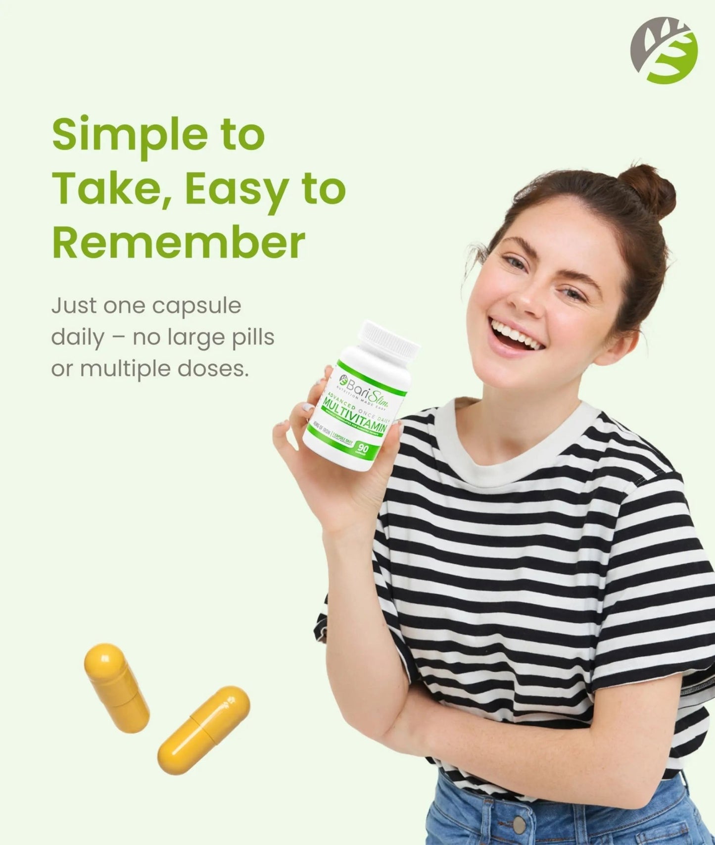 BariSlim Advanced Once Daily Bariatric Multivitamin Capsule - 45 mg of Iron - Bariatric Vitamin for Post Bariatric Surgery Including - dailyvitalstore