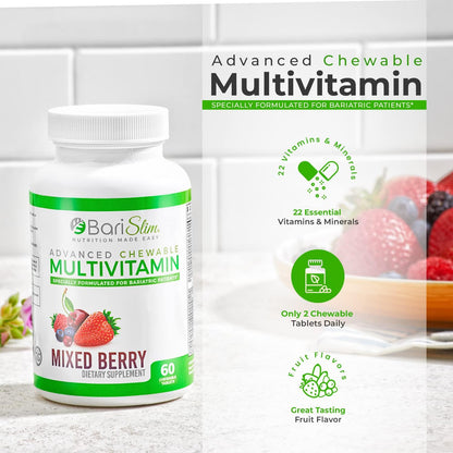 BariSlim Bariatric Calcium Citrate & Advanced Chewable Bariatric Multivitamin with Iron - Bariatric Vitamin and Supplement for Post Bariatric Surgery Including Gastric Bypass and Gastric Sleeve - dailyvitalstore