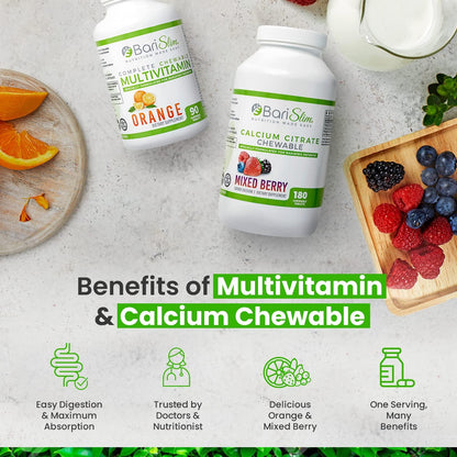BariSlim Bariatric Calcium Citrate & Complete Chewable Multivitamin - Bariatric Vitamin and Supplement for Post Bariatric Surgery Including Gastric Bypass and Gastric Sleeve - dailyvitalstore