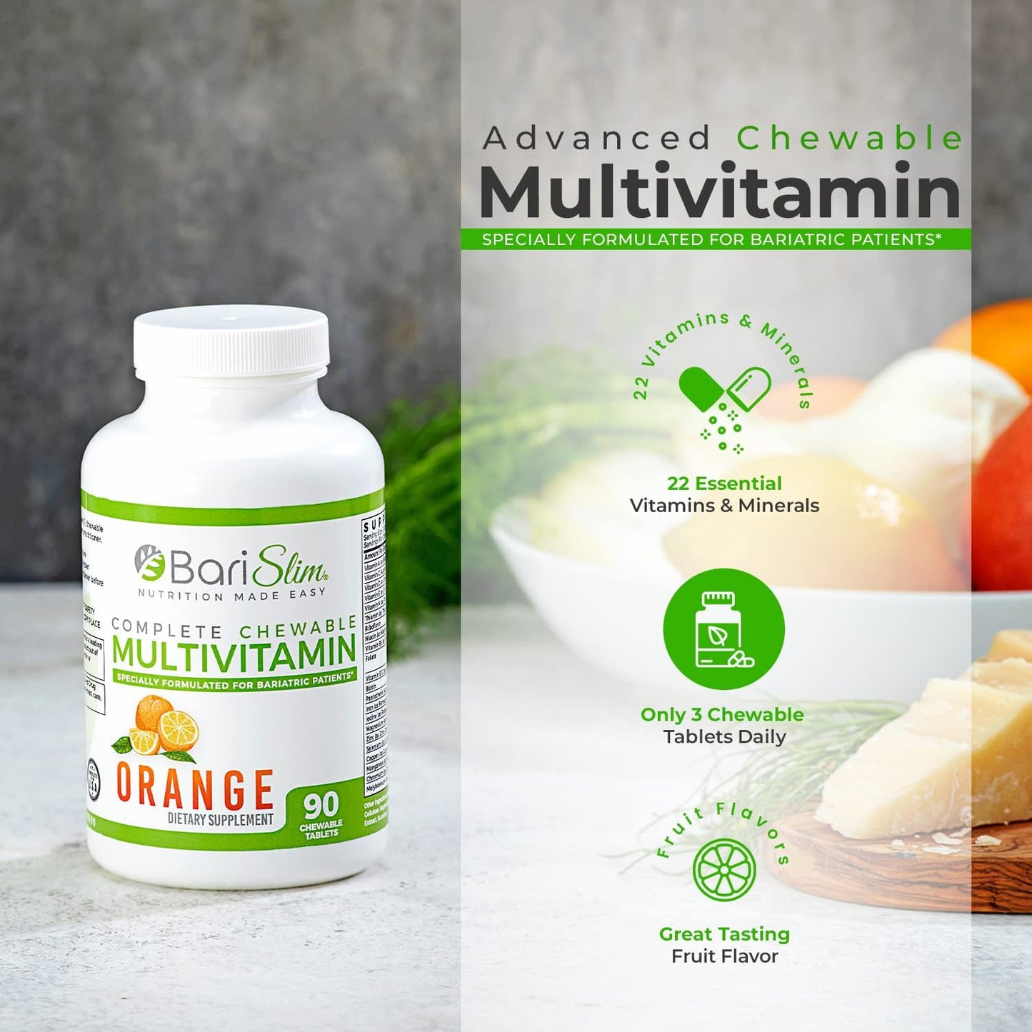 BariSlim Bariatric Calcium Citrate & Complete Chewable Multivitamin - Bariatric Vitamin and Supplement for Post Bariatric Surgery Including Gastric Bypass and Gastric Sleeve - dailyvitalstore