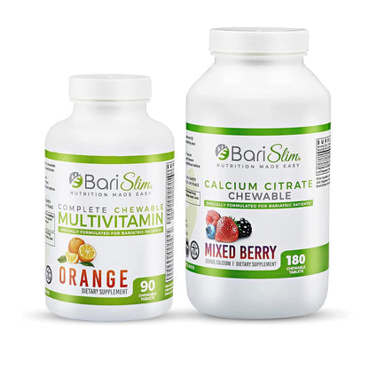BariSlim Bariatric Calcium Citrate & Complete Chewable Multivitamin - Bariatric Vitamin and Supplement for Post Bariatric Surgery Including Gastric Bypass and Gastric Sleeve - dailyvitalstore