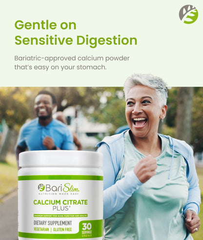 BariSlim Bariatric Calcium Citrate Plus Powder - Formulated for Patients After Weight Loss Surgery - Maximum Support for Bone Function and Health - Easy Digestion and Absorption | 600 mg (30 Servings) - dailyvitalstore