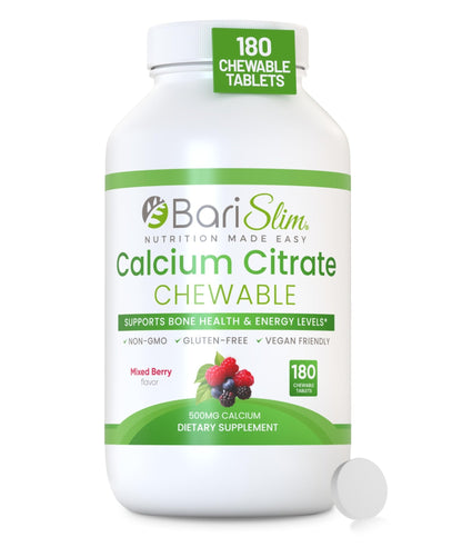 BariSlim Bariatric Calcium Citrate with Magnesium & Vitamin D Tabs - 500mg Calcium Citrate - Formulated for Post Weight Loss Surgery - Supports Bone Health | Mixed Berry | 180 Tablets - dailyvitalstore