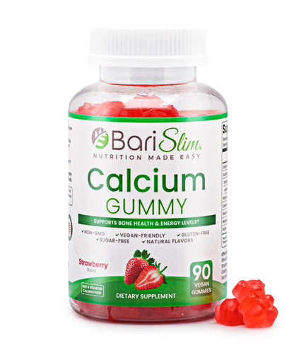 BariSlim Bariatric Calcium Gummies - Specially Formulated Bariatric Vitamins for Patients After Weight Loss Surgery - Supports Energy Levels & Bone Health | Strawberry (90 Vegan Gummies) - dailyvitalstore