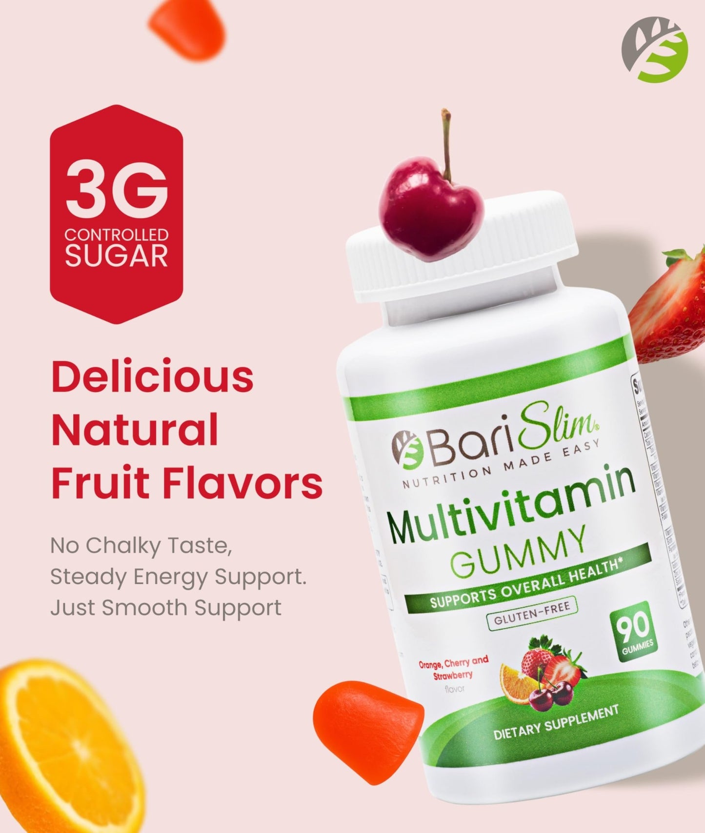 BariSlim Bariatric Chewable Multivitamin Gummies - Specially Formulated Gummy Vitamin for Patients After Weight Loss Surgery - Easy to Digest & Great Tasting Fruit Flavors | 90 Fruit Chews - dailyvitalstore