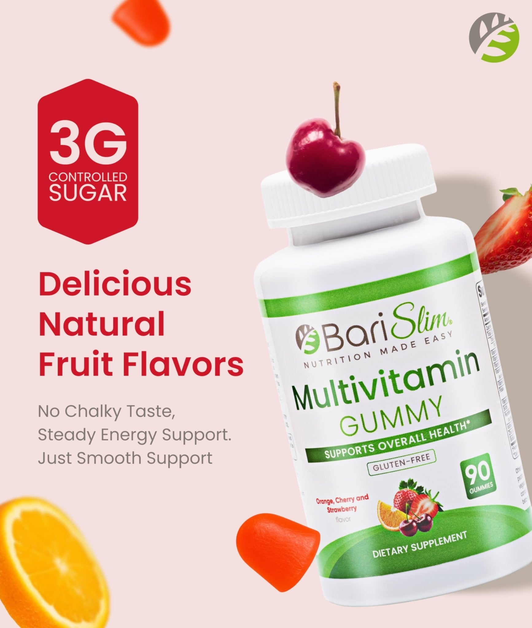 BariSlim Bariatric Chewable Multivitamin Gummies - Specially Formulated Gummy Vitamin for Patients After Weight Loss Surgery - Easy to Digest & Great Tasting Fruit Flavors | 90 Fruit Chews - dailyvitalstore