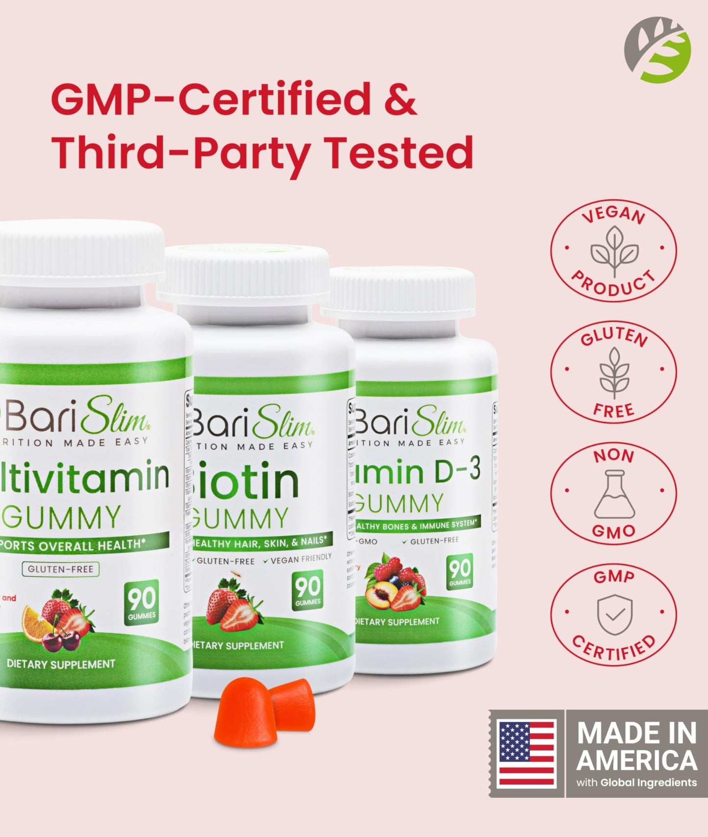 BariSlim Bariatric Multivitamin Gummies - Specially Formulated Gummy Vitamin for Patients After Weight Loss Surgery - Easy to Digest & Great Tasting Fruit Flavors | Pack of 3 | 90 Fruit Chews - dailyvitalstore