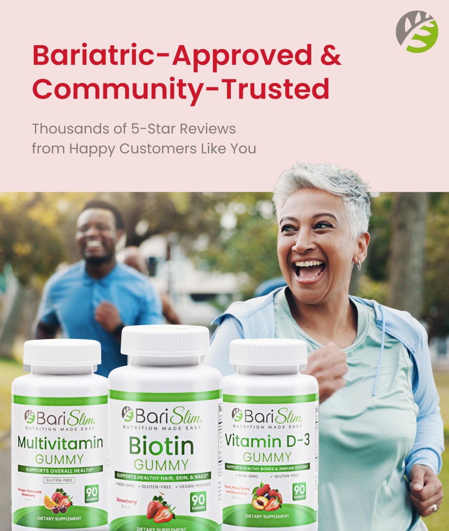 BariSlim Bariatric Multivitamin Gummies - Specially Formulated Gummy Vitamin for Patients After Weight Loss Surgery - Easy to Digest & Great Tasting Fruit Flavors | Pack of 3 | 90 Fruit Chews - dailyvitalstore
