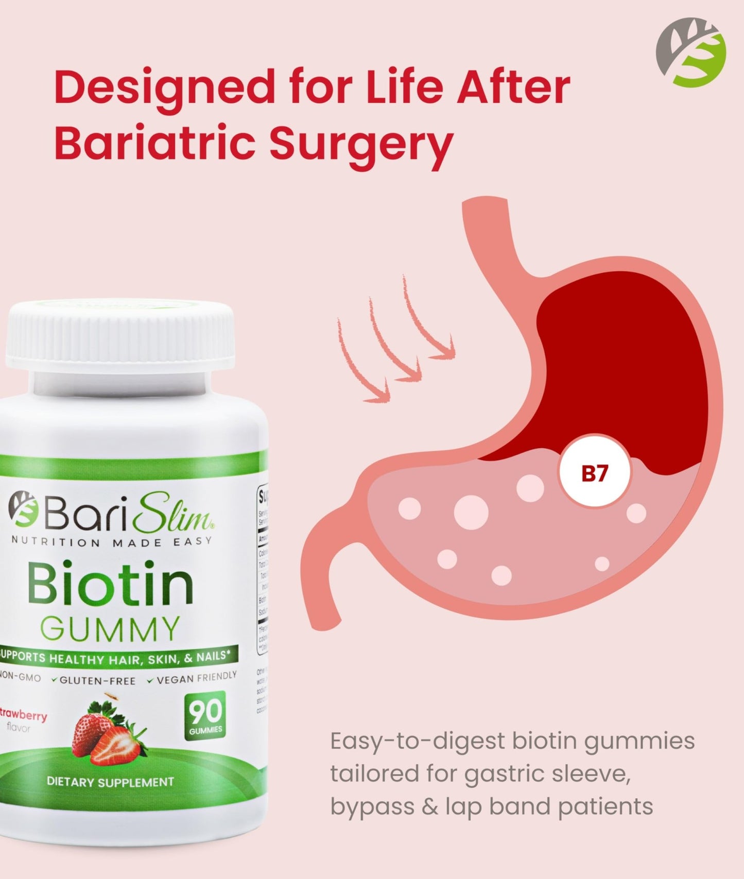 BariSlim Bariatric Vitamin Biotin Gummies - Specially Formulated Gummy Vitamin for Patients After Weight Loss Surgery - Easy to Digest and Great Tasting Fruit Flavors | 90 Fruit Chews - dailyvitalstore