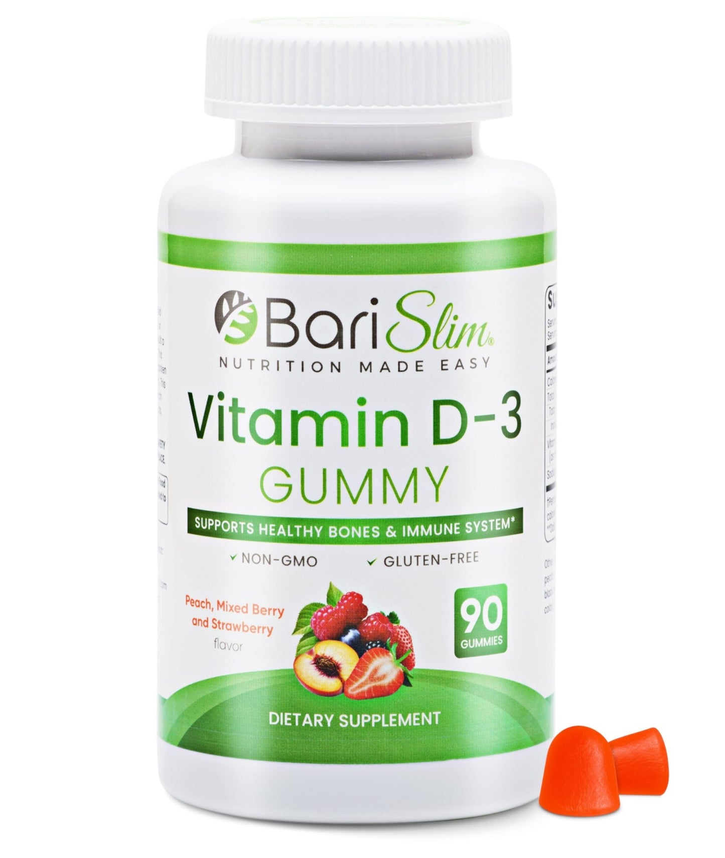 BariSlim Bariatric Vitamin D-3 Gummies - Specially Formulated Gummy Vitamin for Patients After Weight Loss Surgery - Easy to Digest and Great Tasting Fruit Flavors | 90 Fruit Chews - dailyvitalstore