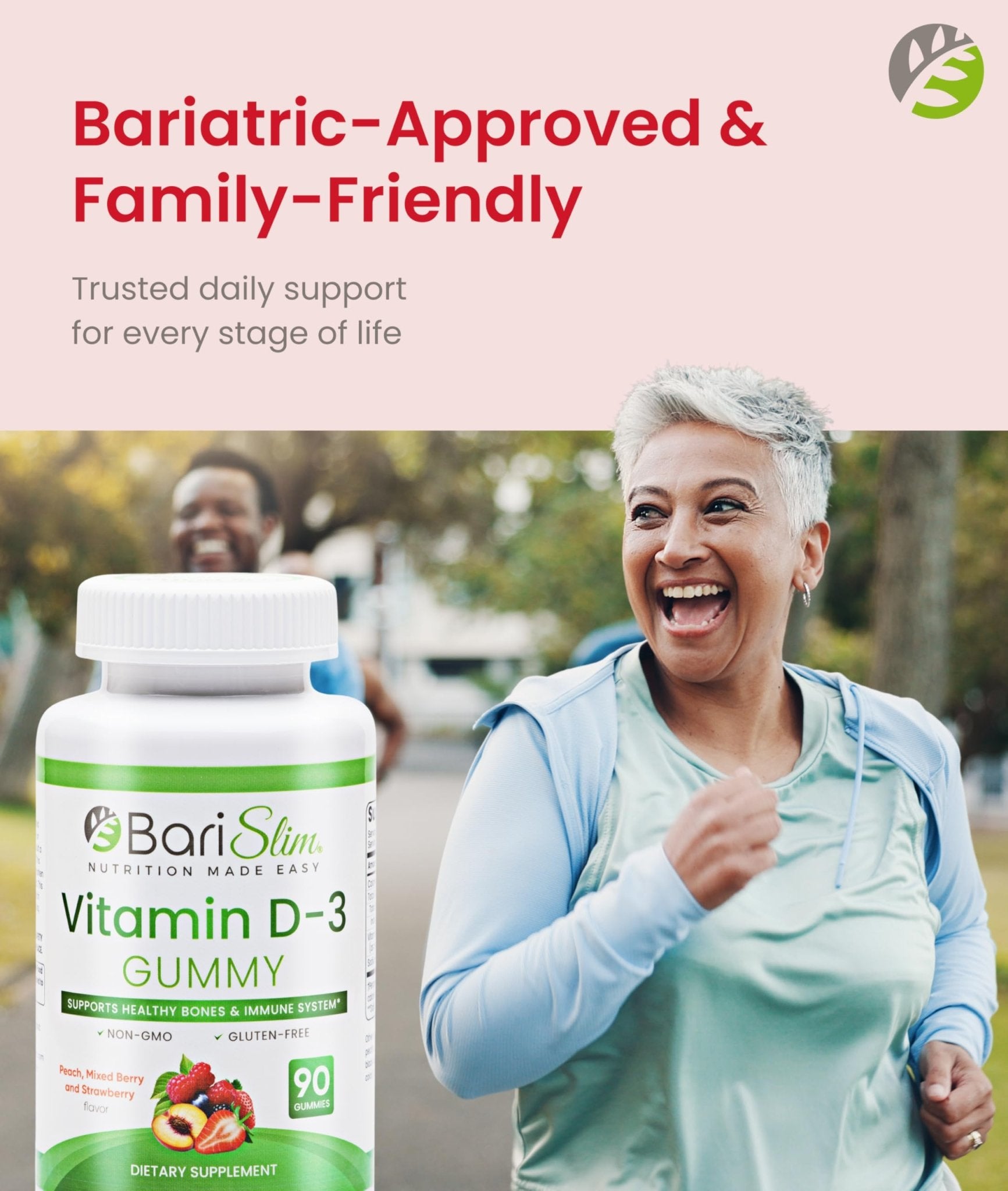 BariSlim Bariatric Vitamin D-3 Gummies - Specially Formulated Gummy Vitamin for Patients After Weight Loss Surgery - Easy to Digest and Great Tasting Fruit Flavors | 90 Fruit Chews - dailyvitalstore