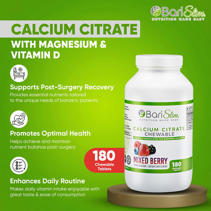 BariSlim Chewable Bariatric Multivitamin Tablets - Specially Formulated Chewable Tablets for Patients After Weight Loss Surgery - Easy to Digest & Great Tasting Fruit Flavors | Pack of 2 - dailyvitalstore
