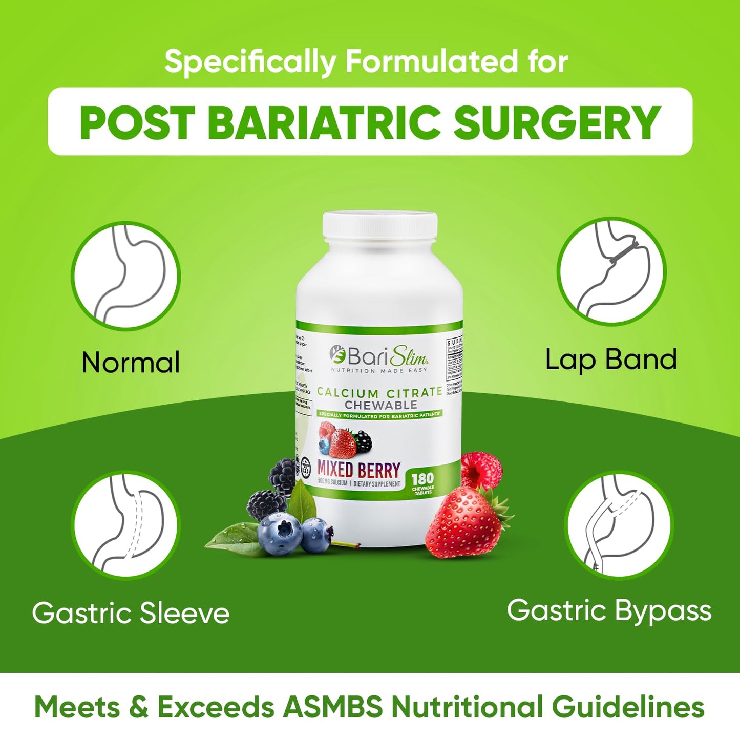 BariSlim Chewable Bariatric Multivitamin Tablets - Specially Formulated Chewable Tablets for Patients After Weight Loss Surgery - Easy to Digest & Great Tasting Fruit Flavors | Pack of 2 - dailyvitalstore