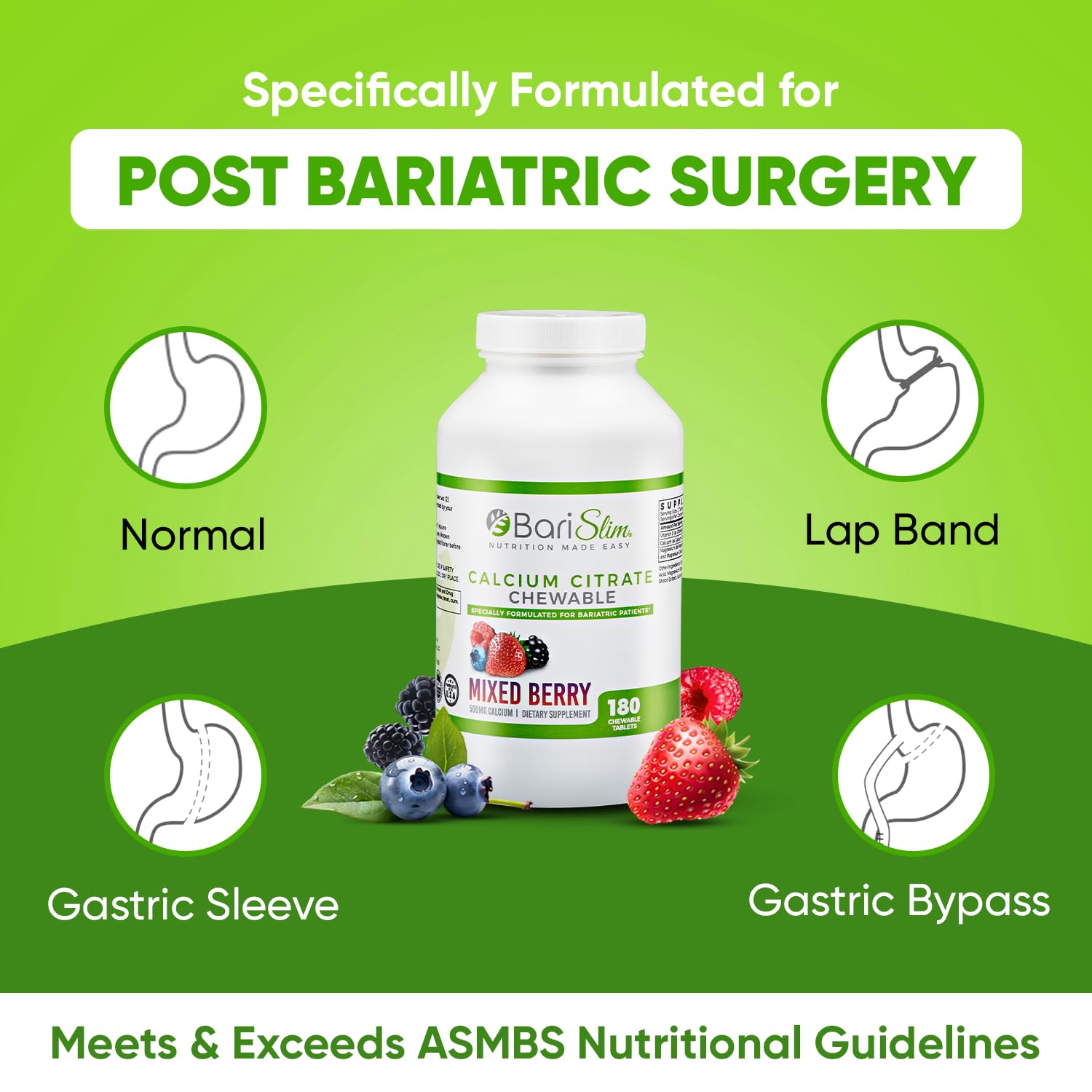 BariSlim Chewable Bariatric Multivitamin Tablets - Specially Formulated Chewable Tablets for Patients After Weight Loss Surgery - Easy to Digest & Great Tasting Fruit Flavors | Pack of 2 - dailyvitalstore