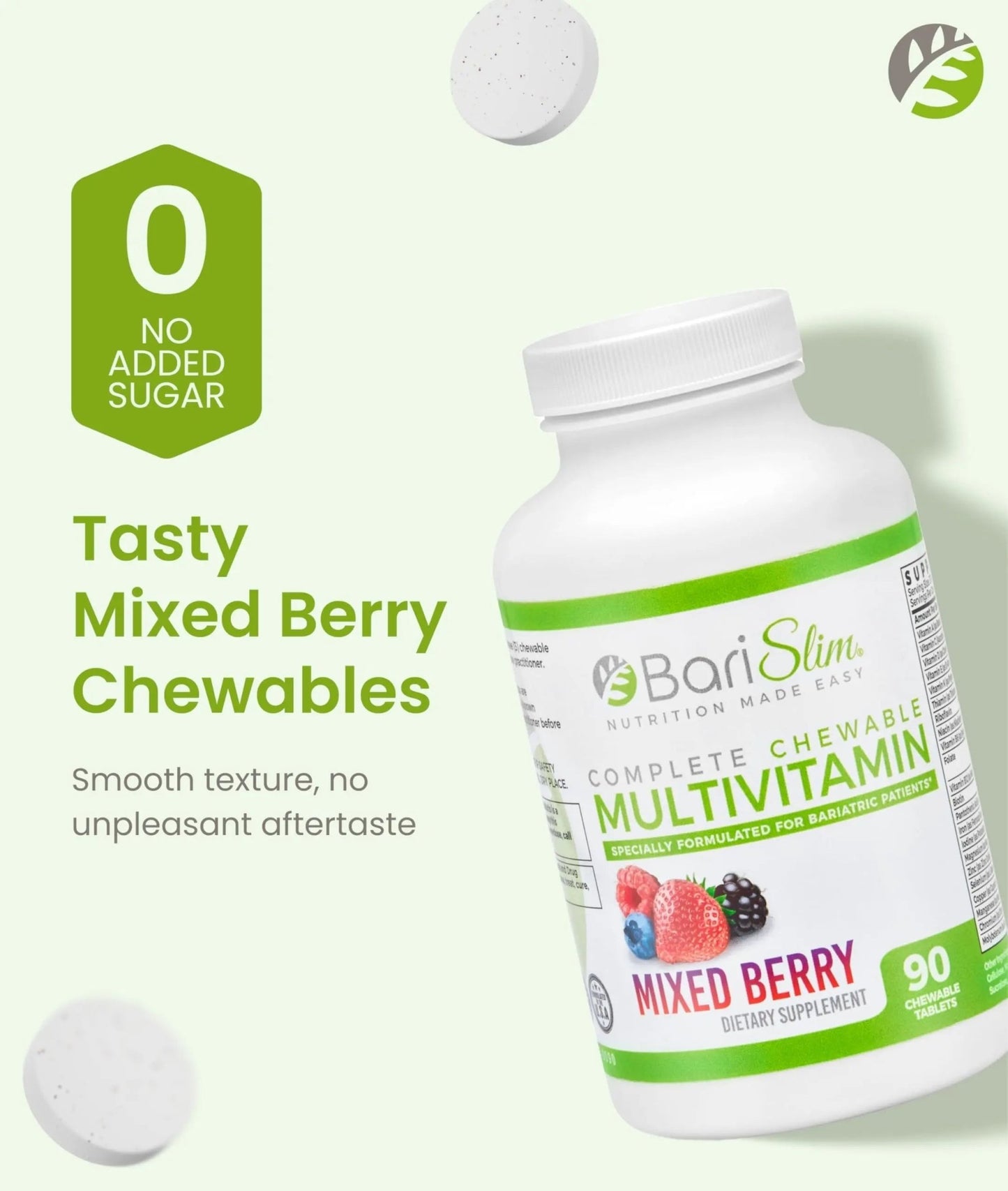 BariSlim Complete Chewable Bariatric Multivitamin Tablets - 45 mg Iron - Bariatric Vitamin & Supplement for Post Bariatric Surgery Including Gastric Bypass - dailyvitalstore