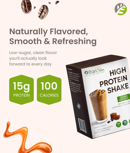 BariSlim High Protein Shake - Delicious & Nutritious Meal Replacement Shake - Low Sugar & Carb - Formulated for Bariatric Patients & Post-Weight Loss Surgery Support | Carmel Caffe Latte (9 oz) - dailyvitalstore