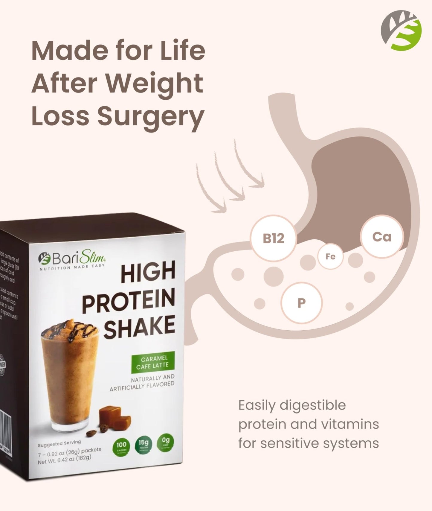 BariSlim High Protein Shake - Delicious & Nutritious Meal Replacement Shake - Low Sugar & Carb - Formulated for Bariatric Patients & Post-Weight Loss Surgery Support | Carmel Caffe Latte (9 oz) - dailyvitalstore