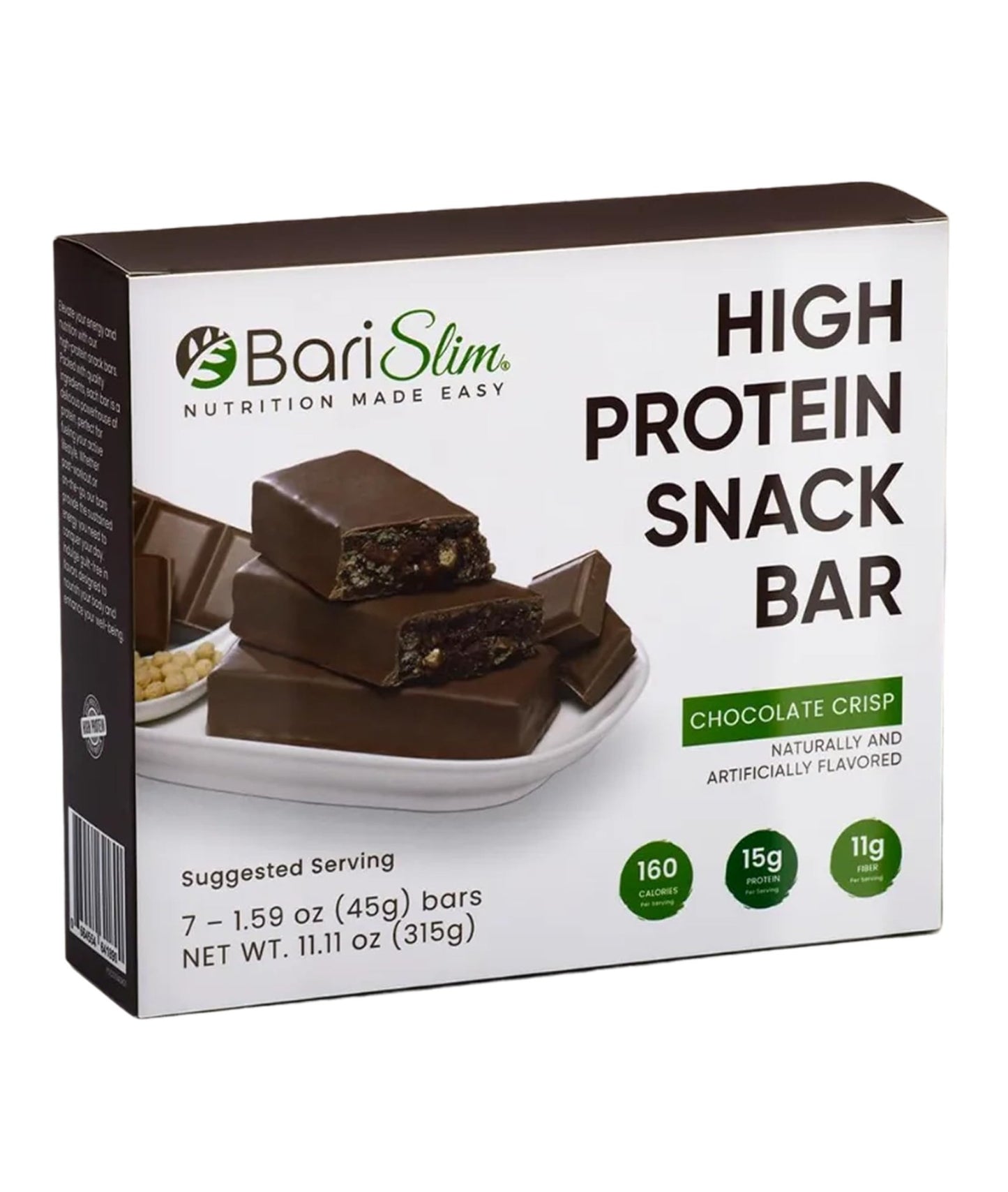 BariSlim High Protein Snack Bar for Bariatric Patients - Nutrient Rich Snack for Post-Surgery Wellness - Ideal for Weight Loss Maintenance & Daily Nutrition | Chocolate Crisp Bar (13 oz) - dailyvitalstore