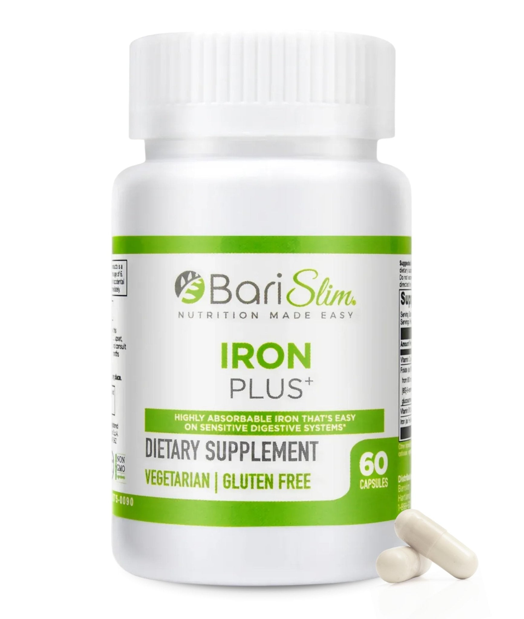 BariSlim Iron Plus Capsules - Formulated for Patients After Weight Loss Surgery Including Gastric Bypass & Gastric Sleeve – Easy Digestion & Comprehensive Health Support | 2 Month Supply (60 Servings) - dailyvitalstore
