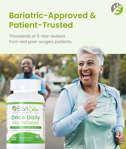 BariSlim Once Daily Bariatric Multivitamin Capsule - 45mg of Iron - Bariatric Vitamin & Supplement for Post Bariatric Surgery Including Gastric Bypass & Gastric Sleeve | 90 Day Supply - dailyvitalstore