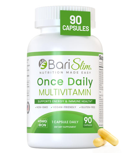 BariSlim Once Daily Bariatric Multivitamin Capsule - 45mg of Iron - Bariatric Vitamin & Supplement for Post Bariatric Surgery Including Gastric Bypass & Gastric Sleeve | 90 Day Supply - dailyvitalstore