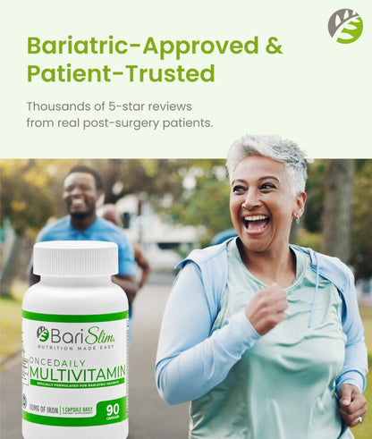 BariSlim Once Daily Bariatric Multivitamin Capsule - 60mg of Iron - Bariatric Vitamin & Supplement for Post WLS Surgery Including Gastric Bypass - dailyvitalstore