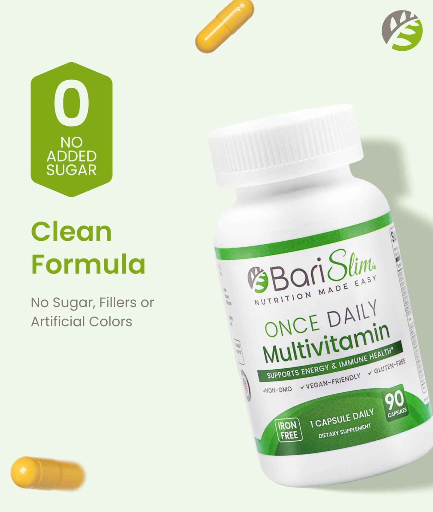 BariSlim Once Daily Bariatric Multivitamin Capsule - Iron-Free Formula - Bariatric Vitamin and Supplement for Post Surgery, Including Gastric Bypass and Gastric Sleeve | 90-Day Supply - dailyvitalstore