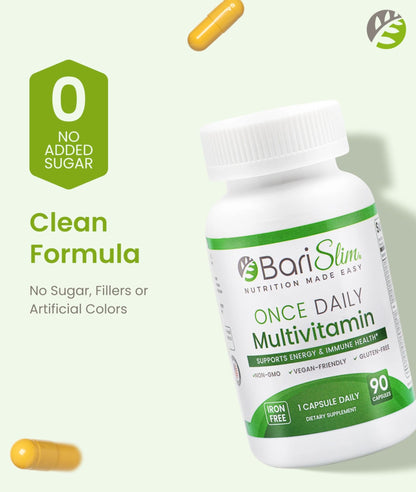 BariSlim Once Daily Bariatric Multivitamin Capsule - Iron-Free Formula - Bariatric Vitamin and Supplement for Post Surgery, Including Gastric Bypass and Gastric Sleeve | 90-Day Supply - dailyvitalstore