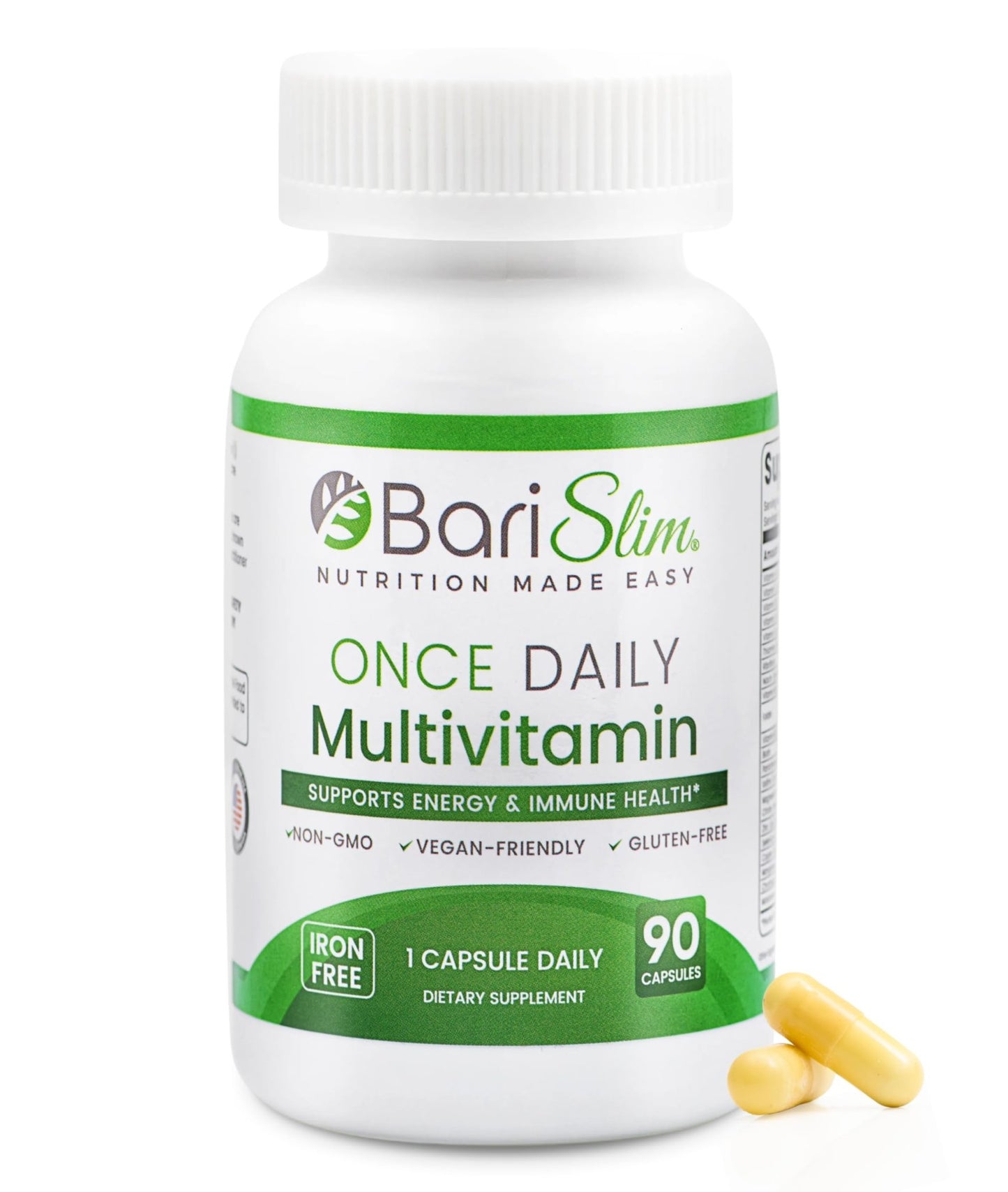 BariSlim Once Daily Bariatric Multivitamin Capsule - Iron-Free Formula - Bariatric Vitamin and Supplement for Post Surgery, Including Gastric Bypass and Gastric Sleeve | 90-Day Supply - dailyvitalstore