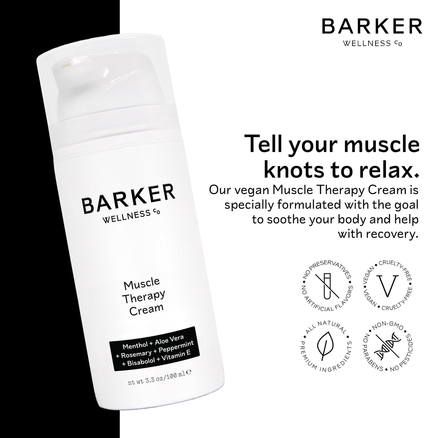 Barker Wellness Soothing Muscle Therapy Cream | Advanced Joint & Muscle Relief for Recovery & Relaxation | Enriched with Antioxidants & Moisturizing Vitamin E | All-Natural Vegan Formula (100ml) - dailyvitalstore