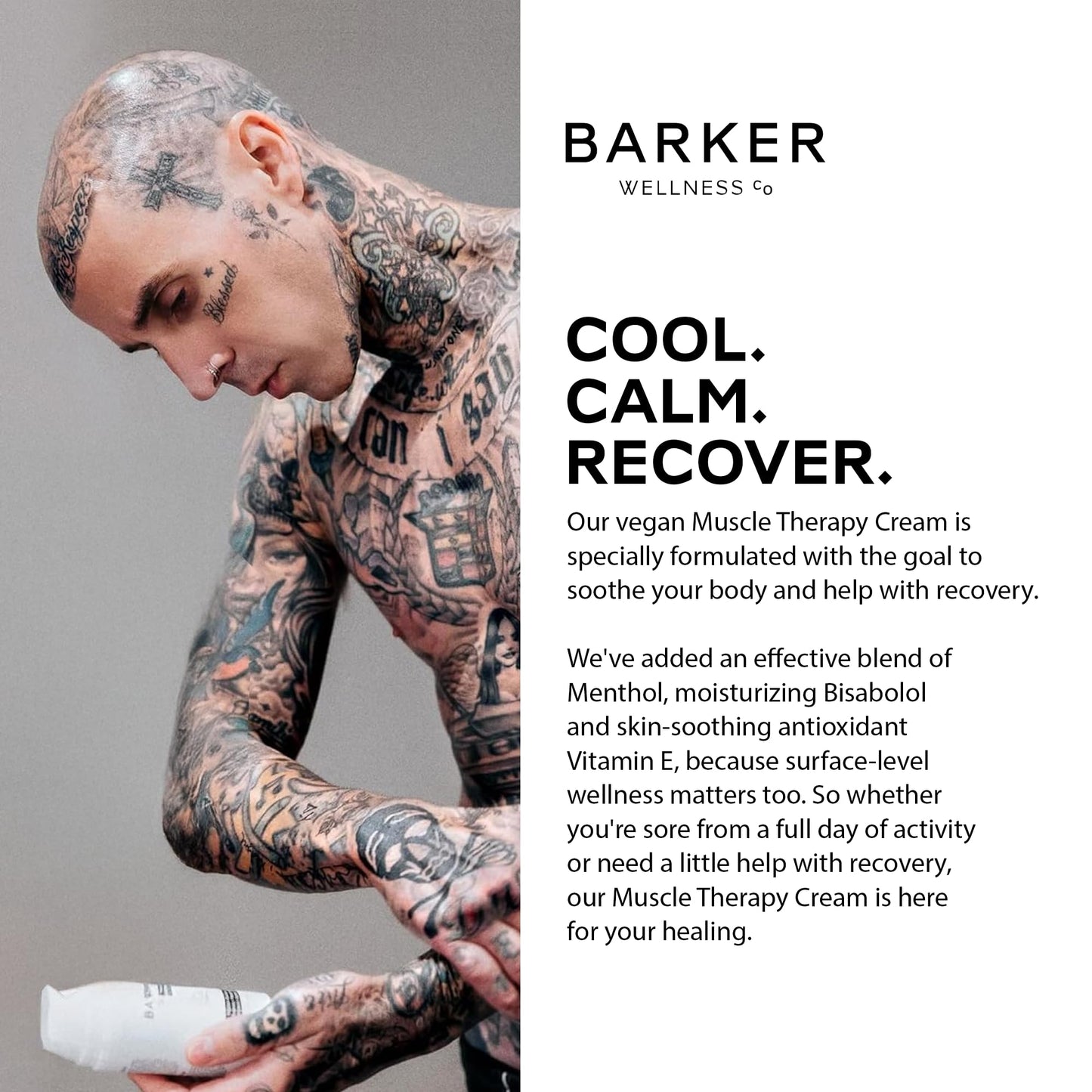 Barker Wellness Soothing Muscle Therapy Cream | Advanced Joint & Muscle Relief for Recovery & Relaxation | Enriched with Antioxidants & Moisturizing Vitamin E | All-Natural Vegan Formula (100ml) - dailyvitalstore