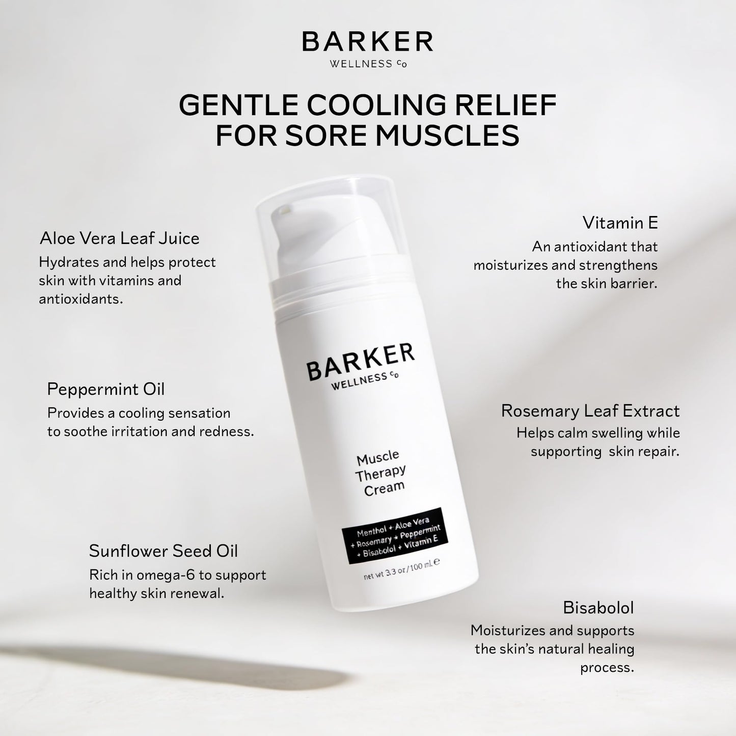 Barker Wellness Soothing Muscle Therapy Cream | Advanced Joint & Muscle Relief for Recovery & Relaxation | Enriched with Antioxidants & Moisturizing Vitamin E | All-Natural Vegan Formula (100ml) - dailyvitalstore
