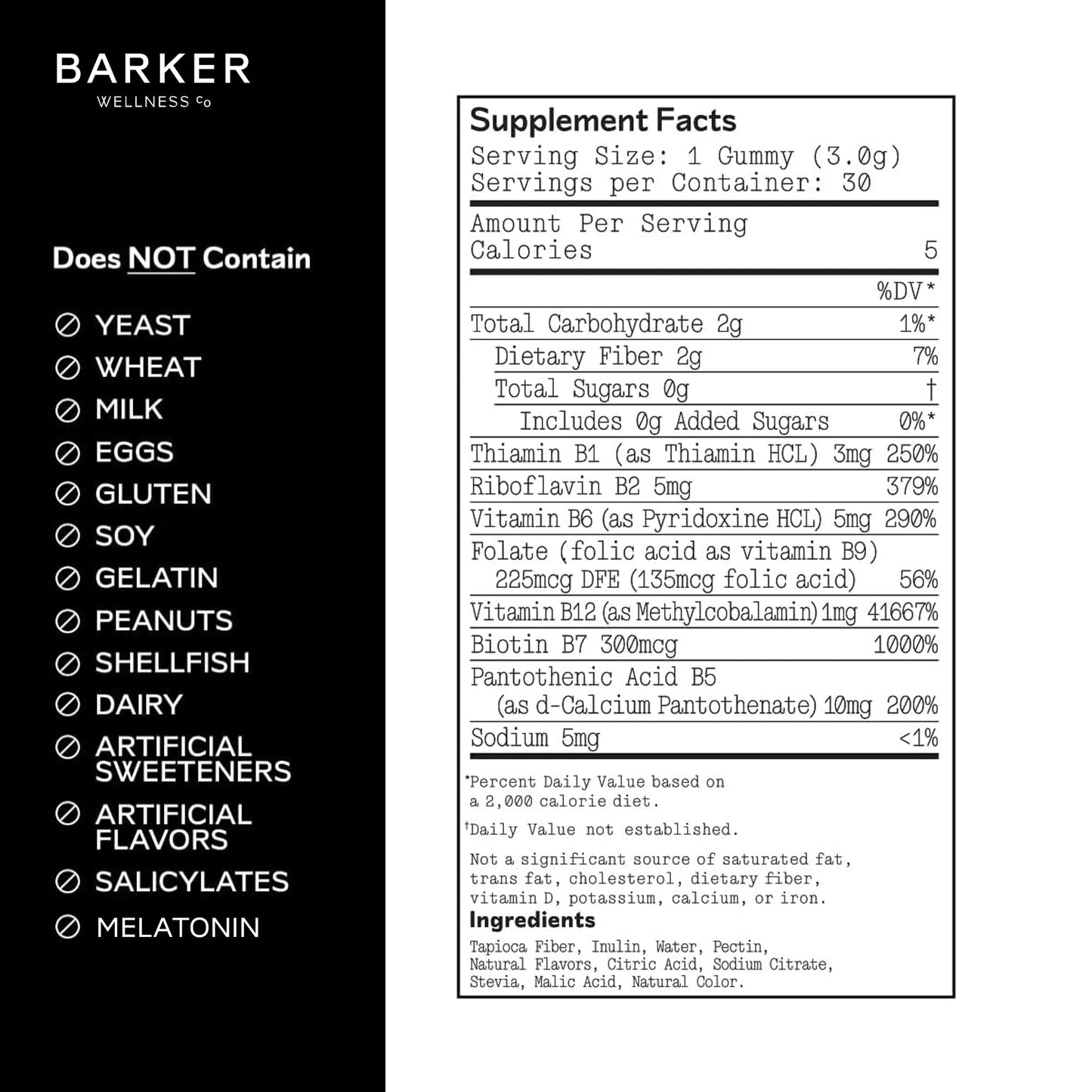 Barker Wellness Vegan B-Complex Gummies – Comprehensive Energy & Metabolism Boost with B1, B5, B6, B7 Biotin, B9 Folate, B12 - dailyvitalstore