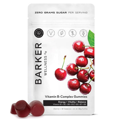Barker Wellness Vegan B-Complex Gummies – Comprehensive Energy & Metabolism Boost with B1, B5, B6, B7 Biotin, B9 Folate, B12 - dailyvitalstore