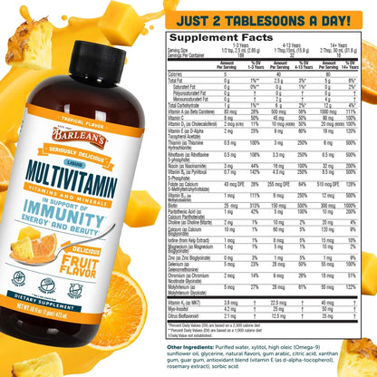Barlean's Liquid Multivitamin for Women, Men & Kids, 21 Essential Vitamins & Minerals, Includes Biotin, B-Complex - dailyvitalstore