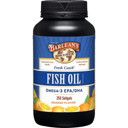 Barlean's Omega 3 Fish Oil Supplements, 600mg Fish Oil Pills with EPA & DHA, Softgels for Joint, Brain, & Heart Health, Orange Flavored, 250 Count - dailyvitalstore
