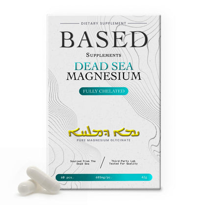 Based Dead Sea Magnesium | Pure Magnesium Glycinate | Support Stress Relief, Sleep, Heart Health, Nerves, Muscles, and Metabolism | 60 Capsules - dailyvitalstore