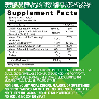 Basic Brands Aller Vite Nasal Support Tablets for Seasonal Allergy Relief, High Bioflavonoid Complex with Vitamins and Calcium, Gluten Free Daily Supplement, 100 Tablets - dailyvitalstore