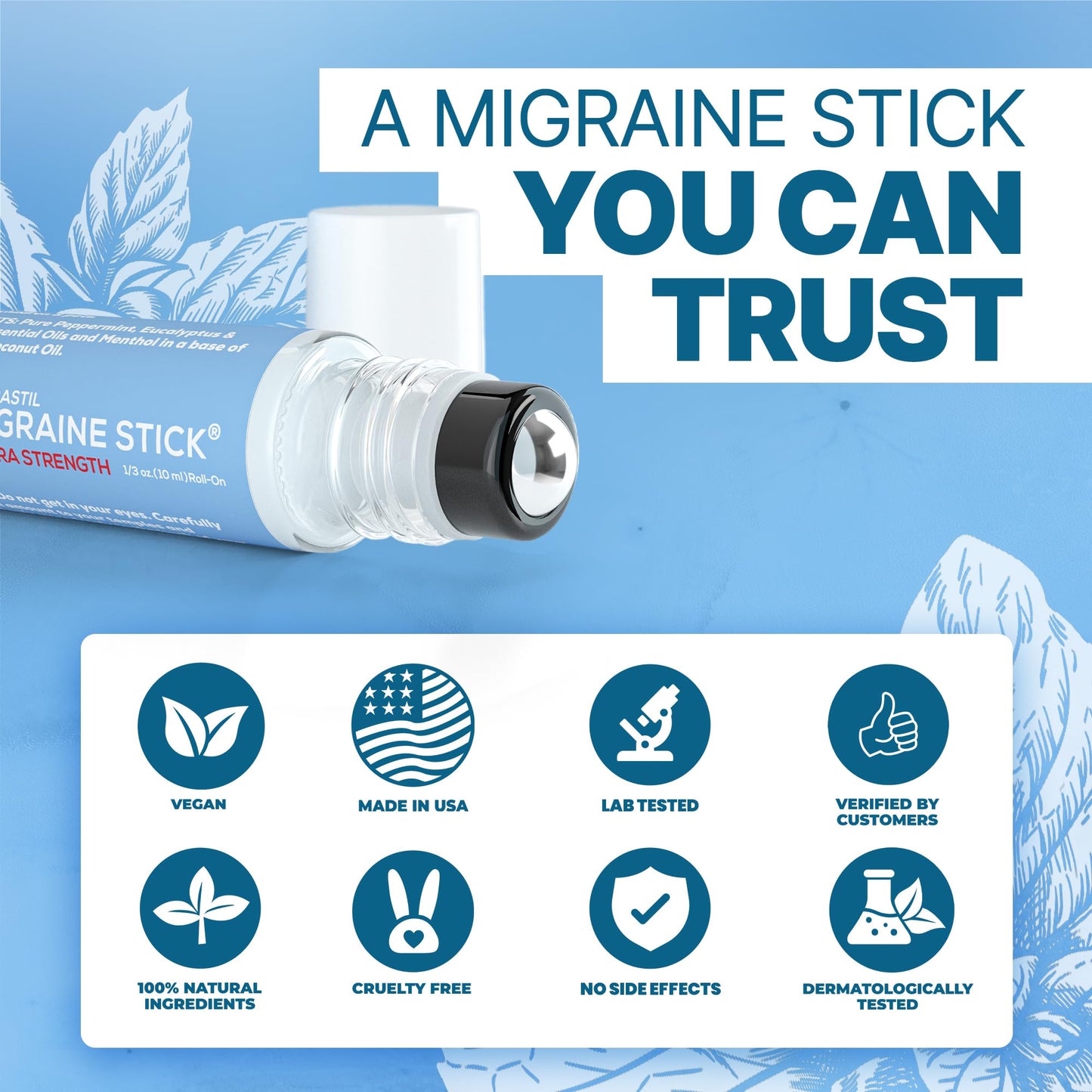 Basic Vigor Migrastil Extra Strength Migraine Stick Advanced Formula, Strong Aromatherapy Roll On Includes Menthol, Essential Oils, No Lavender, Made in The USA. - dailyvitalstore