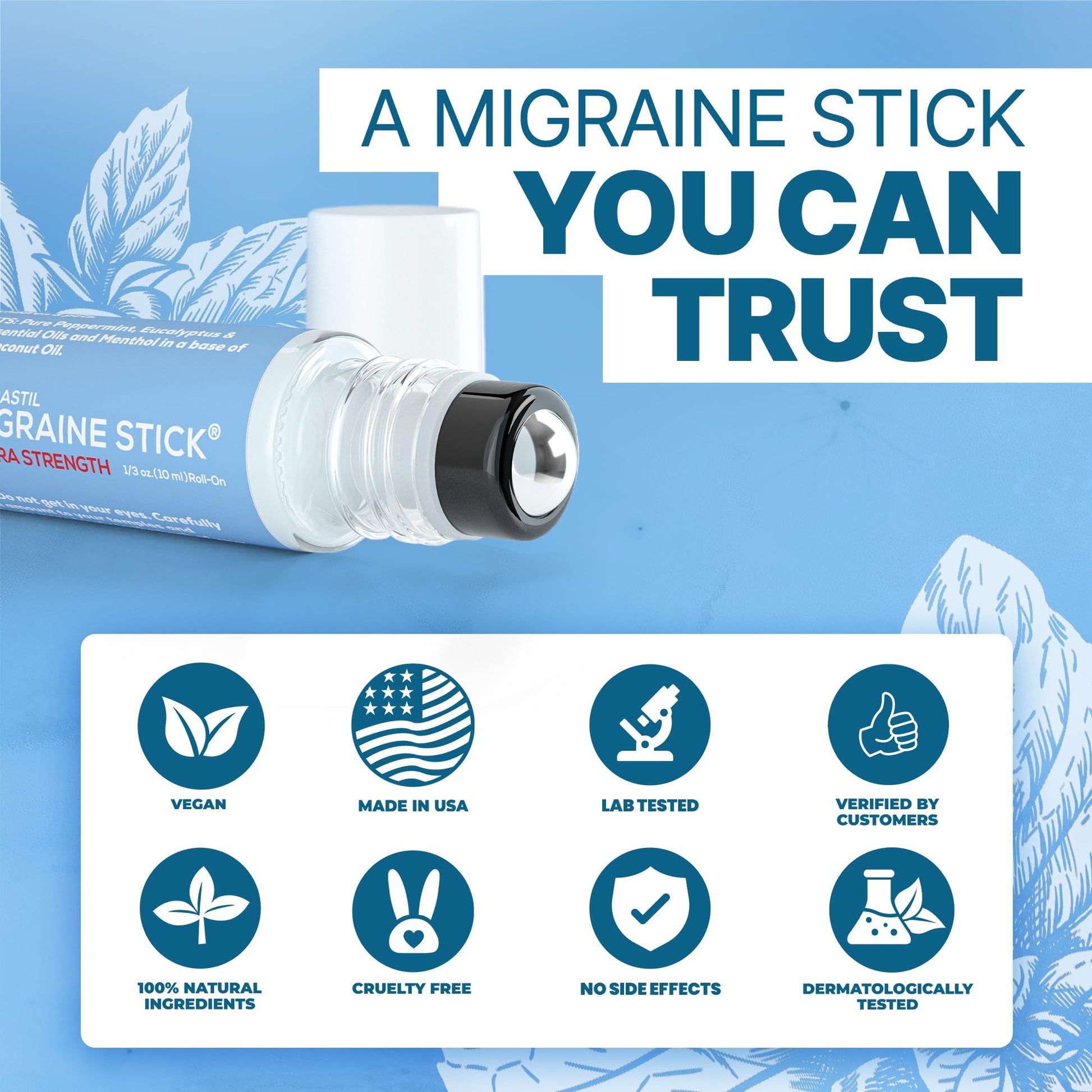 Basic Vigor Migrastil Extra Strength Migraine Stick Advanced Formula, Strong Aromatherapy Roll On Includes Menthol, Essential Oils, No Lavender, Made in The USA. - dailyvitalstore