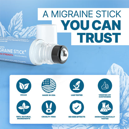 Basic Vigor Migrastil Extra Strength Migraine Stick Advanced Formula, Strong Aromatherapy Roll On Includes Menthol, Essential Oils, No Lavender, Made in The USA. - dailyvitalstore