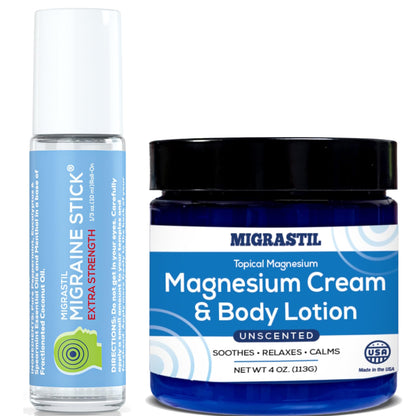 Basic Vigor Migrastil Extra Strength Migraine Stick & Topical Magnesium Cream Bundle - dailyvitalstore