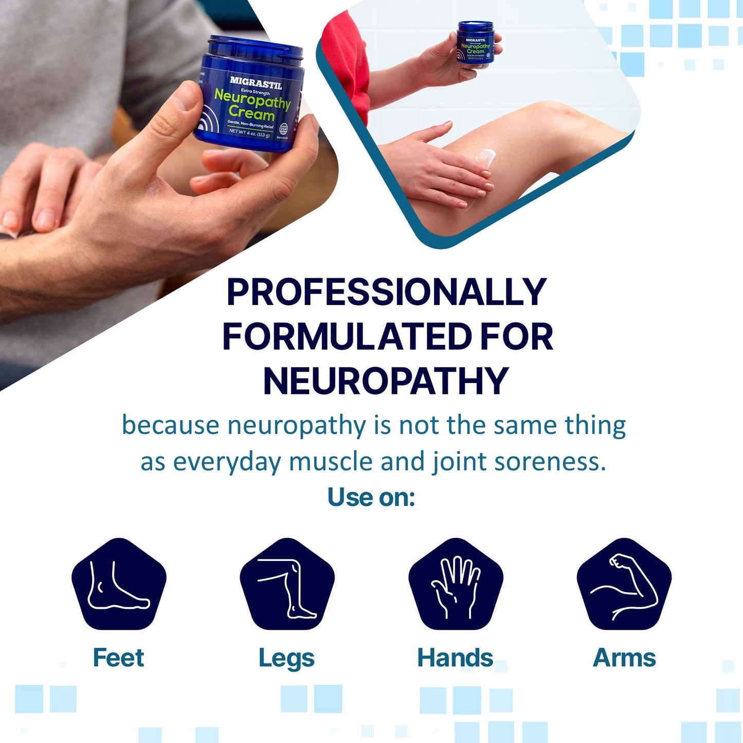Basic Vigor Migrastil Extra Strength Neuropathy Cream (4 oz) and PainBlock Roll-On (3 oz) Bundle - dailyvitalstore