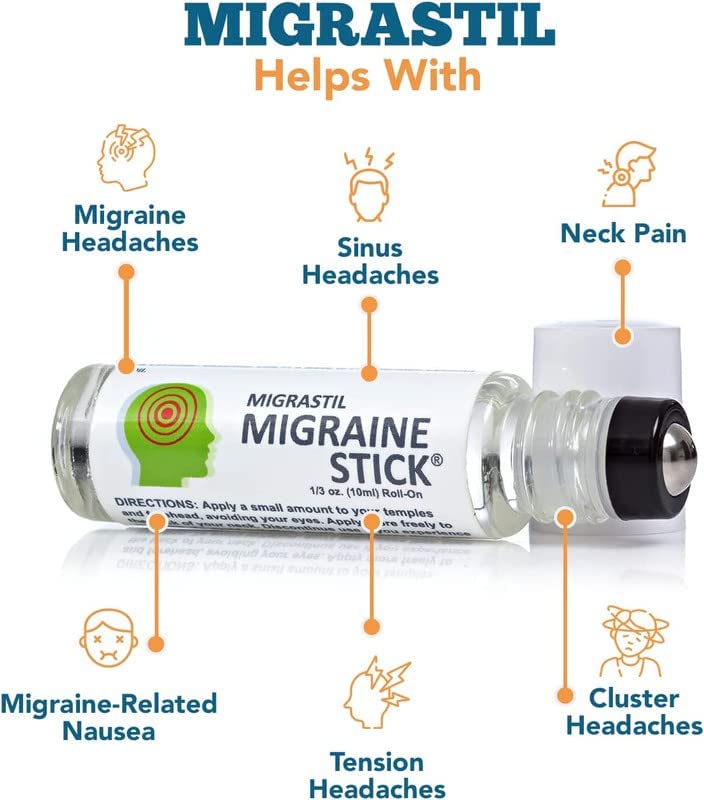Basic Vigor Migrastil Migraine Stick Rollon - Fast Cooling Comfort for Your Head 3-Pack. Aromatherapy with Peppermint & Other Essential Oils. Metal Roller. Made in USA by Basic Vigor - dailyvitalstore