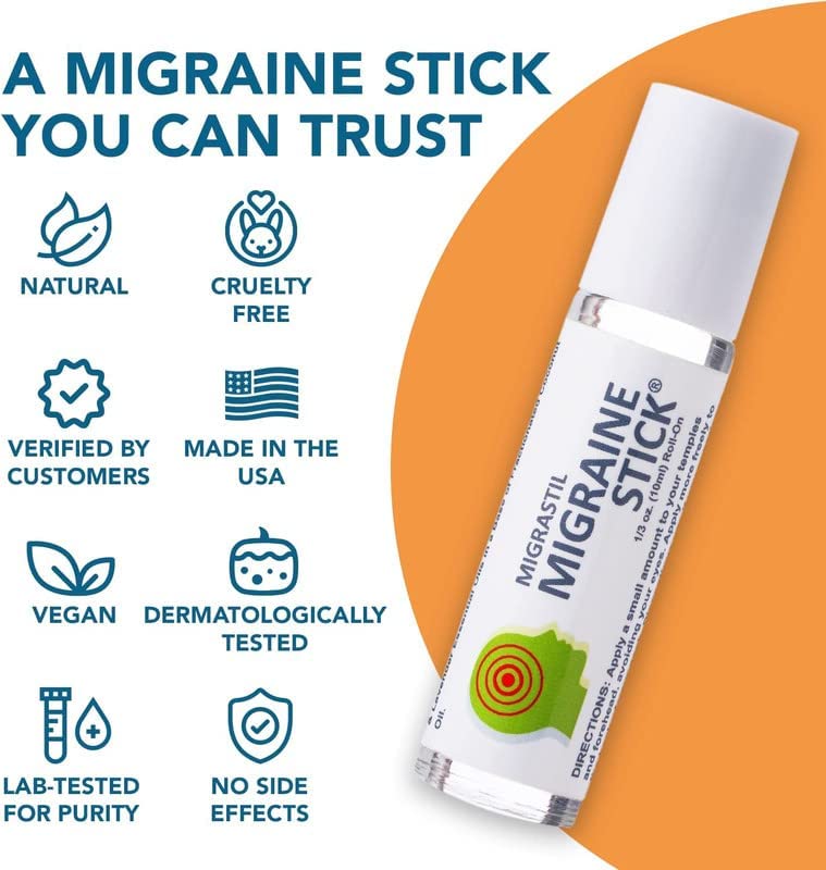 Basic Vigor Migrastil Migraine Stick Rollon - Fast Cooling Comfort for Your Head 3-Pack. Aromatherapy with Peppermint & Other Essential Oils. Metal Roller. Made in USA by Basic Vigor - dailyvitalstore